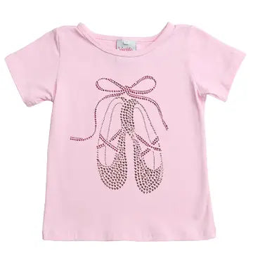 Pink Studded Ballet Slippers Short Sleeve