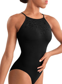(M40006LM) Floral Halter Leotard-FF26