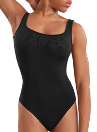 (M50010LM) Floral Emb. Tank Leotard-FF26