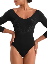 (M60003LM) V-Neck 3/4 Slv Leotard-FF26