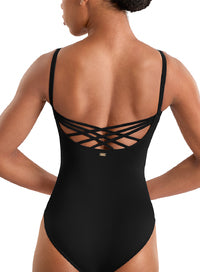 (M70008LM) Floral Emb. Strappy Back Leotard-FF26