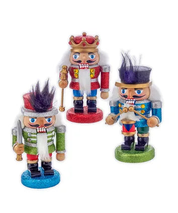 5" Wooden Red, Green and Blue Chubby Nutcrackers (C5870) 5"
