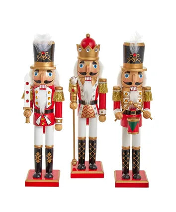 15" Red and White Soldier and King Nutcrackers (C5968)
