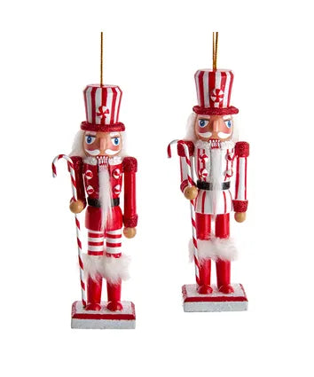 6" Wooden Peppermint Nutcracker Ornament (F2184)