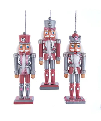 6" Pink and Pewter Nutcracker Ornament (F2193)