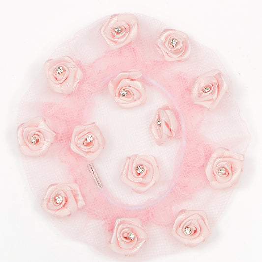 Satin Roses w Stones Bun Cover (2110)